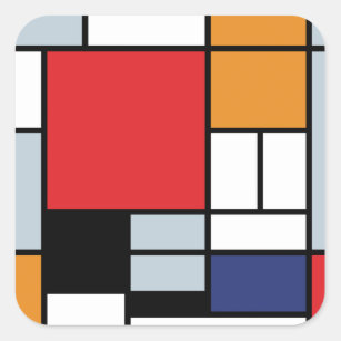 Piet Mondrian - Samenstelling met Grote Rode Plane Vierkante Sticker