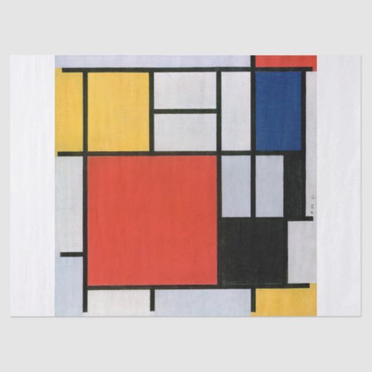 Piet Mondrian | Samenstelling met rood, geel, blau Tissuepapier (Voorkant)