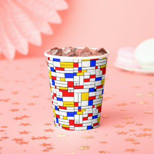 Piet Mondrian stijl Abstract Kunst Koffiemok Papie Papieren Bekers