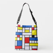 Piet Mondrian stijl abstracte kunst Crossbody Tas (Achterkant)