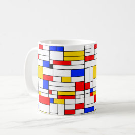 Piet Mondrian stijl abstracte kunst Koffiemok