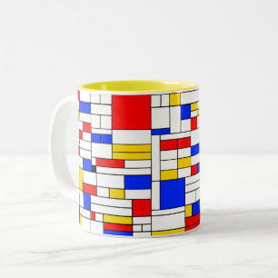 Piet Mondrian stijl abstracte kunst Tweekleurige Koffiemok