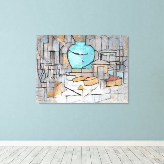 Piet Mondrian stille Life with Gingerpot II Canvas Afdruk (Insitu (Houten vloer))