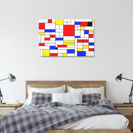 Piet Mondrian Style Abstract Art Canvas afdrukken (Insitu (Slaapkamer))