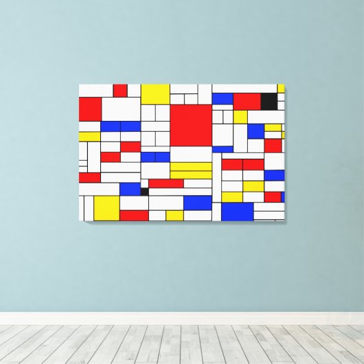 Piet Mondrian Style Abstract Art Canvas afdrukken (Insitu (Houten vloer))