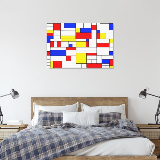 Piet Mondrian Style Abstract Art Canvas afdrukken (Insitu (Slaapkamer))