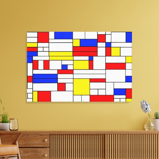 Piet Mondrian Style Abstract Art Canvas afdrukken (Insitu (Woonkamer))