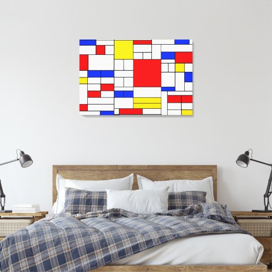 Piet Mondrian Style Abstract Art Canvas afdrukken (Insitu (Slaapkamer))