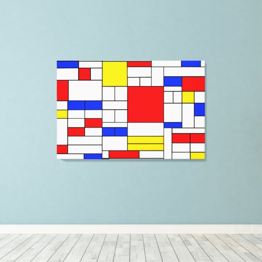 Piet Mondrian Style Abstract Art Canvas afdrukken (Insitu (Houten vloer))