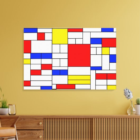 Piet Mondrian Style Abstract Art Canvas afdrukken (Insitu (Woonkamer))