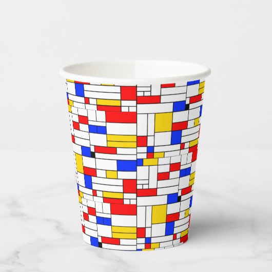Piet Mondrian Style Abstract Art Coffee Mok Paper Papieren Bekers (Links)