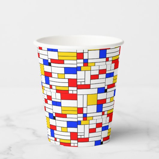 Piet Mondrian Style Abstract Art Coffee Mok Paper Papieren Bekers (Voorkant)