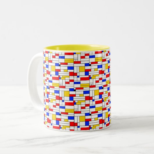 Piet Mondrian Style Abstracte Art Coffee-Mok Tweekleurige Koffiemok (Voorkant links)