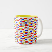 Piet Mondrian Style Abstracte Art Coffee-Mok Tweekleurige Koffiemok (Voorkant rechts)