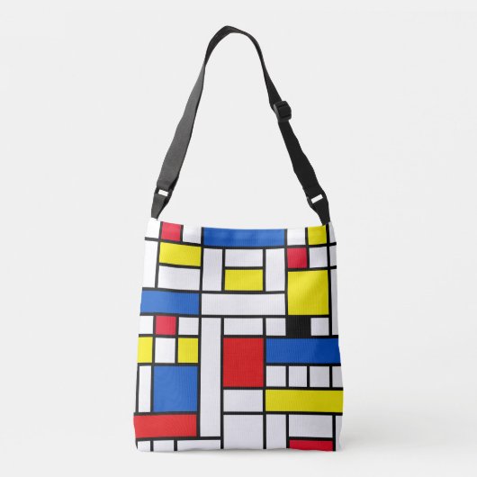 Piet Mondrian Style Abstracte kunst Crossbody Tas (Achterkant)