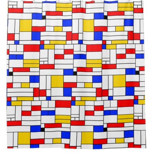 Piet Mondrian Style Abstracte kunst Douchegordijn (Voorkant)