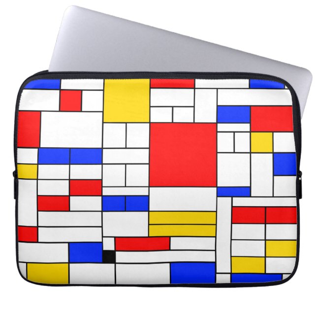 Piet Mondrian Style Abstracte kunst Laptop Sleeve (Voorkant)