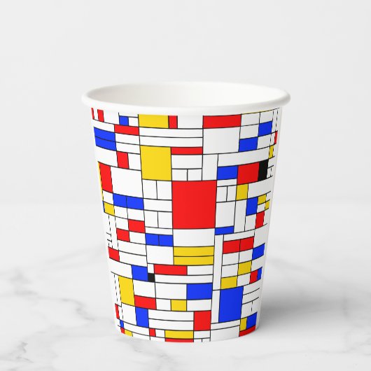 Piet Mondrian Style Abstracte kunst Papieren Bekers (Achterkant)
