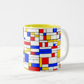 Piet Mondrian Style Abstracte kunst Tweekleurige Koffiemok (Voorkant rechts)