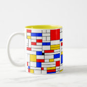 Piet Mondrian Style Abstracte kunst Tweekleurige Koffiemok (Links)
