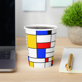 Piet Mondrian Style Abstracte kunststofkopjes Papieren Bekers