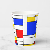 Piet Mondrian Style Abstracte kunststofkopjes Papieren Bekers (Achterkant)