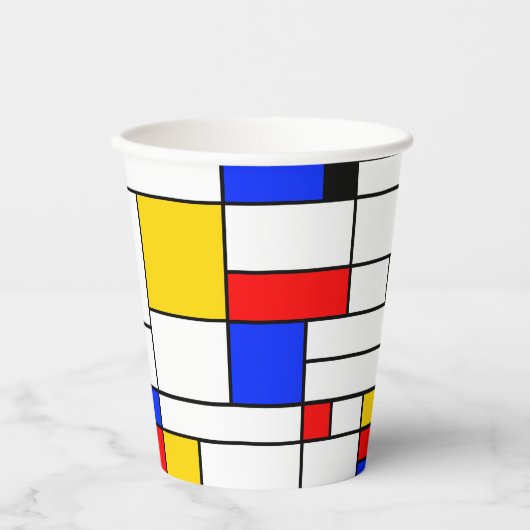 Piet Mondrian Style Abstracte kunststofkopjes Papieren Bekers (Voorkant)