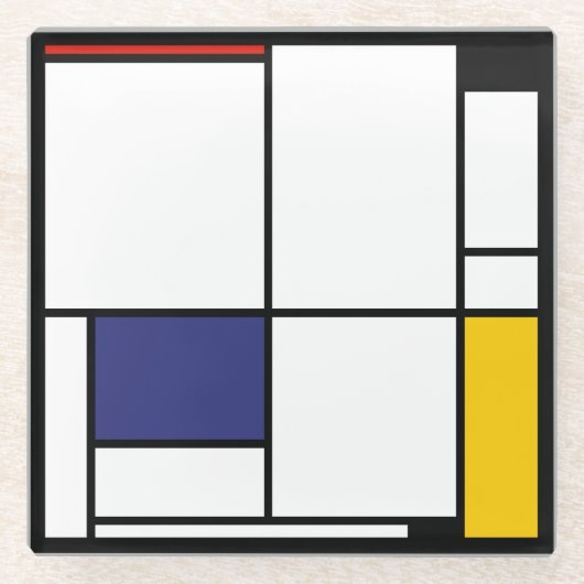 Piet Mondrian, Tableau 1 Glazen Onderzetter (Voorkant)