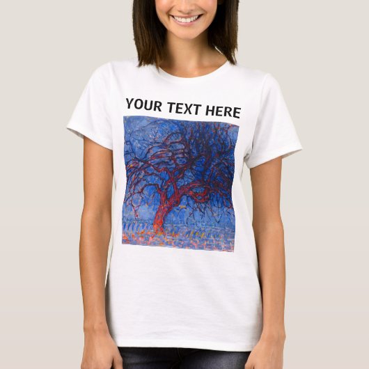 Piet Mondrian The Red Tree Famous Painting T-shirt (Voorkant)