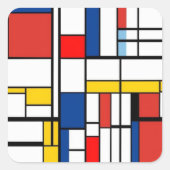 Piet Mondrian Vierkante Sticker (Voorkant)