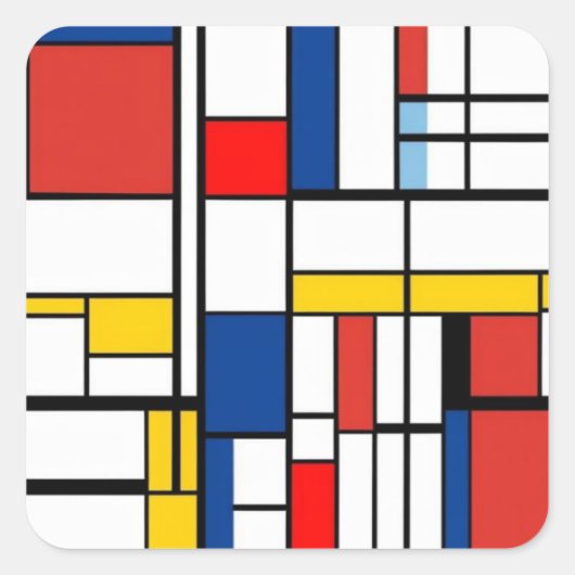 Piet Mondrian Vierkante Sticker (Voorkant)