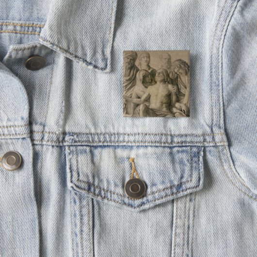 Pieta, de dode Christus Vierkante Button 5,1 Cm (In situ)
