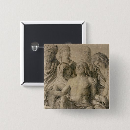 Pieta, de dode Christus Vierkante Button 5,1 Cm (Voorkant /achterkant)