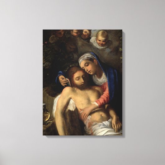 Pietà (Mary en Jezus) (van Adam Elsheimer) Canvas Afdruk (Voorkant)