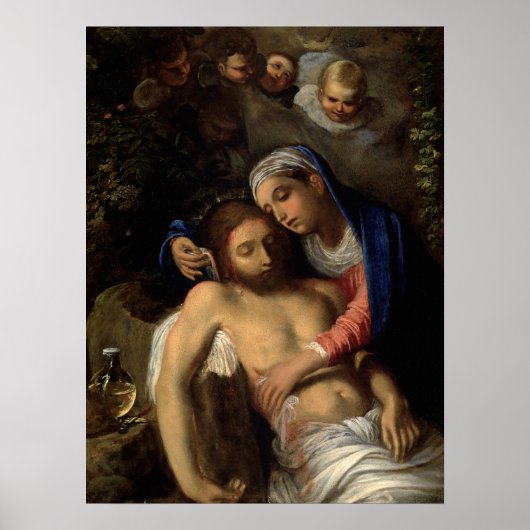 Pietà (Mary en Jezus) (van Adam Elsheimer) Poster (Voorkant)