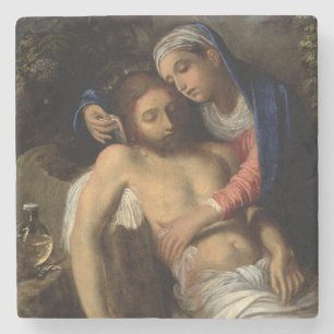 Pietà (Mary en Jezus) (van Adam Elsheimer) Stenen Onderzetter