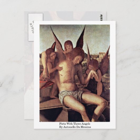 Pieta met drie Angels van Antonello da Messina Briefkaart (Voorkant / Achterkant)
