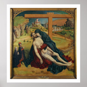 Pieta met twee donoren (olie op het paneel) poster