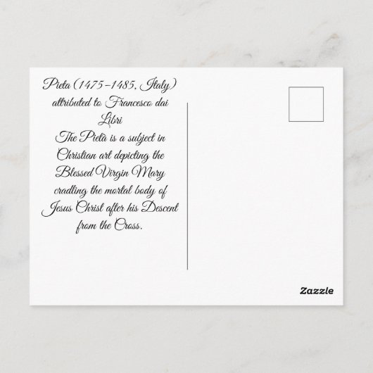Pieta van Jezus Christus Briefkaart (Achterkant)