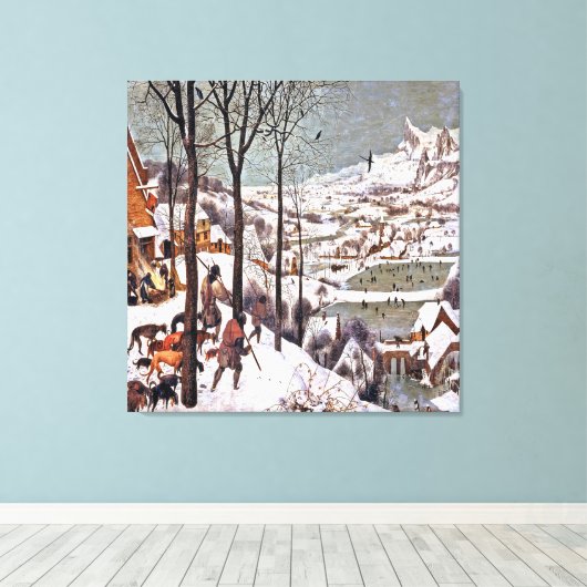 Pieter Bruegel de Oude. De jagers in de sneeuw Canvas Afdruk (Insitu (Houten vloer))