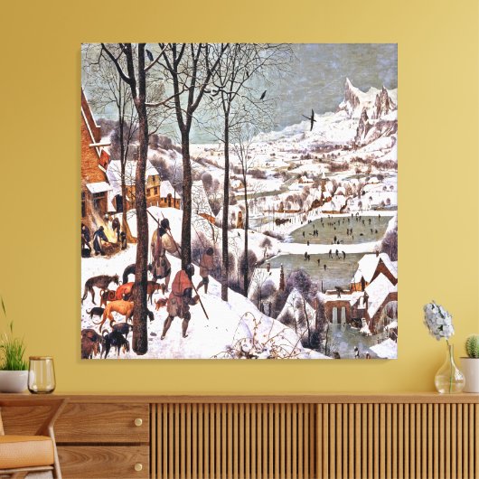Pieter Bruegel de Oude. De jagers in de sneeuw Canvas Afdruk (Insitu (Woonkamer))