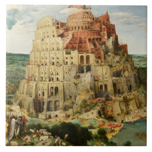 Pieter Bruegel de Ouder - de toren van Babel Tegeltje (Voorkant)