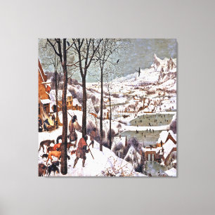 Pieter Bruegel de Ouderen. De jagers in de sneeuw Canvas Afdruk