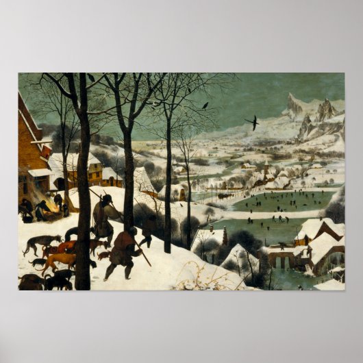 Pieter Bruegel de Ouderen - Jagers in de sneeuw Poster (Voorkant)