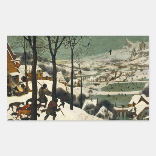 Pieter Bruegel de Ouderen - Jagers in de sneeuw Rechthoekige Sticker (Voorkant)