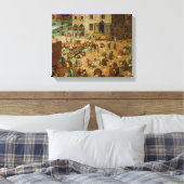 Pieter Bruegel de Ouderen - Kinderspelen Canvas Afdruk (Insitu (Slaapkamer))