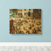 Pieter Bruegel de Ouderen - Kinderspelen Canvas Afdruk (Insitu (Houten vloer))