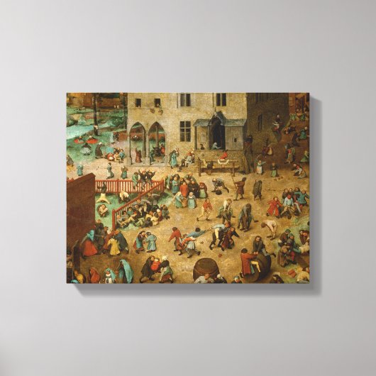 Pieter Bruegel de Ouderen - Kinderspelen Canvas Afdruk (Voorkant)