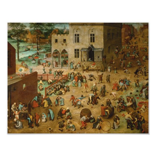 Pieter Bruegel de Ouderen - Kinderspelen Foto Afdruk (Voorkant)