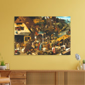 Pieter Bruegel de Ouderen - Netherlandish Proverbs Canvas Afdruk (Insitu (Woonkamer))